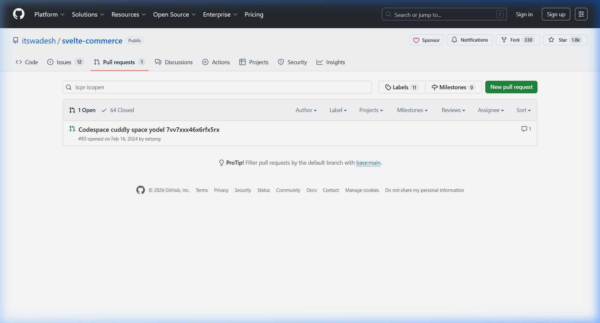 Svelte Commerce GitHub Repository